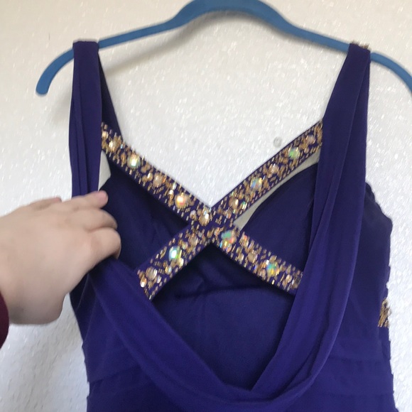 Deep purple & gold embellished prom gown - Picture 4 of 8